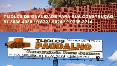 TIJOLOS DE PRIMEIRA PARA O CURADO JABOATÃO DOS GUARARAPES PE